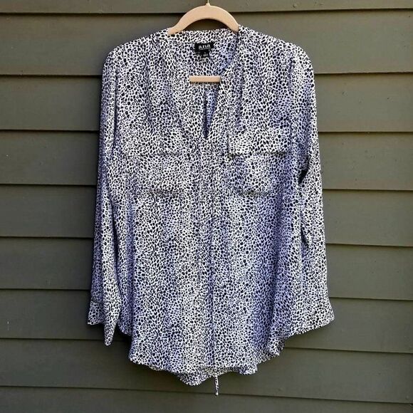 Super Cute Ana Animal Print Sheer Blouse In Size Larrge - Picture 1 of 10
